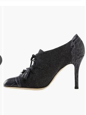 Kate Spade Charcoal Gray Wool Leather Lace-Up High Heel Bootie size 7 Italy Made